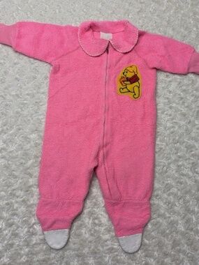 Vintage 1970s Rare Winnie The Pooh Pink Fleece Disney Footie PJ Blanket Sleeper